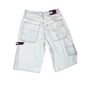 Vintage Y2K 2000 Tommy Hilfiger baggy white light  denim Jorts men size 32